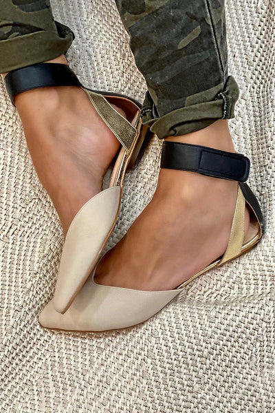 ELENA | Elegant pointed-toe ballet flats with ankle straps for a refined style
