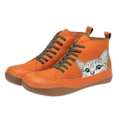 Katherine™ | Leather Ankle Boots for Cat Lovers