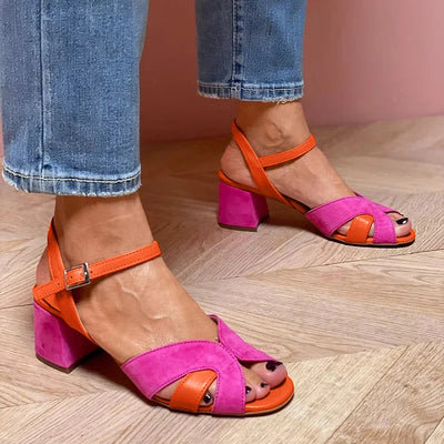ISABELLA | Colour block sandals with comfortable heels for a chic and comfortable style