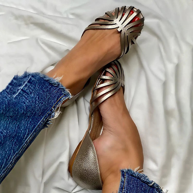 LIA Open-Toe Cut-Out Ballerina Flats - Stylish and Fashionable Shoes