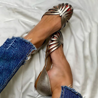 LIA Open-Toe Cut-Out Ballerina Flats - Stylish and Fashionable Shoes