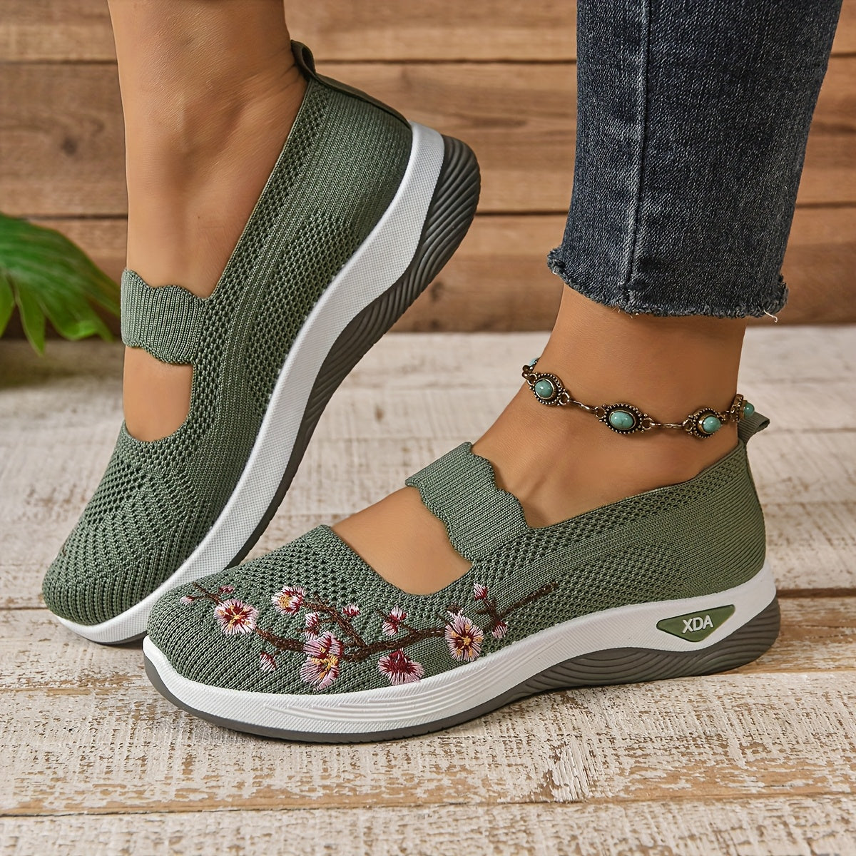 Flora – Cushioned Slip-Ons with Floral Touch