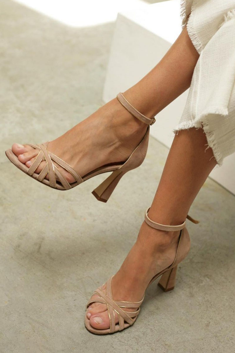 Zoe™ | Elegant patchwork sandals with round toe and thin heel for a sophisticated style