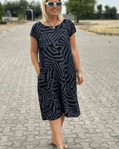 Zerina™ - Summer dress with round neckline and beautiful print