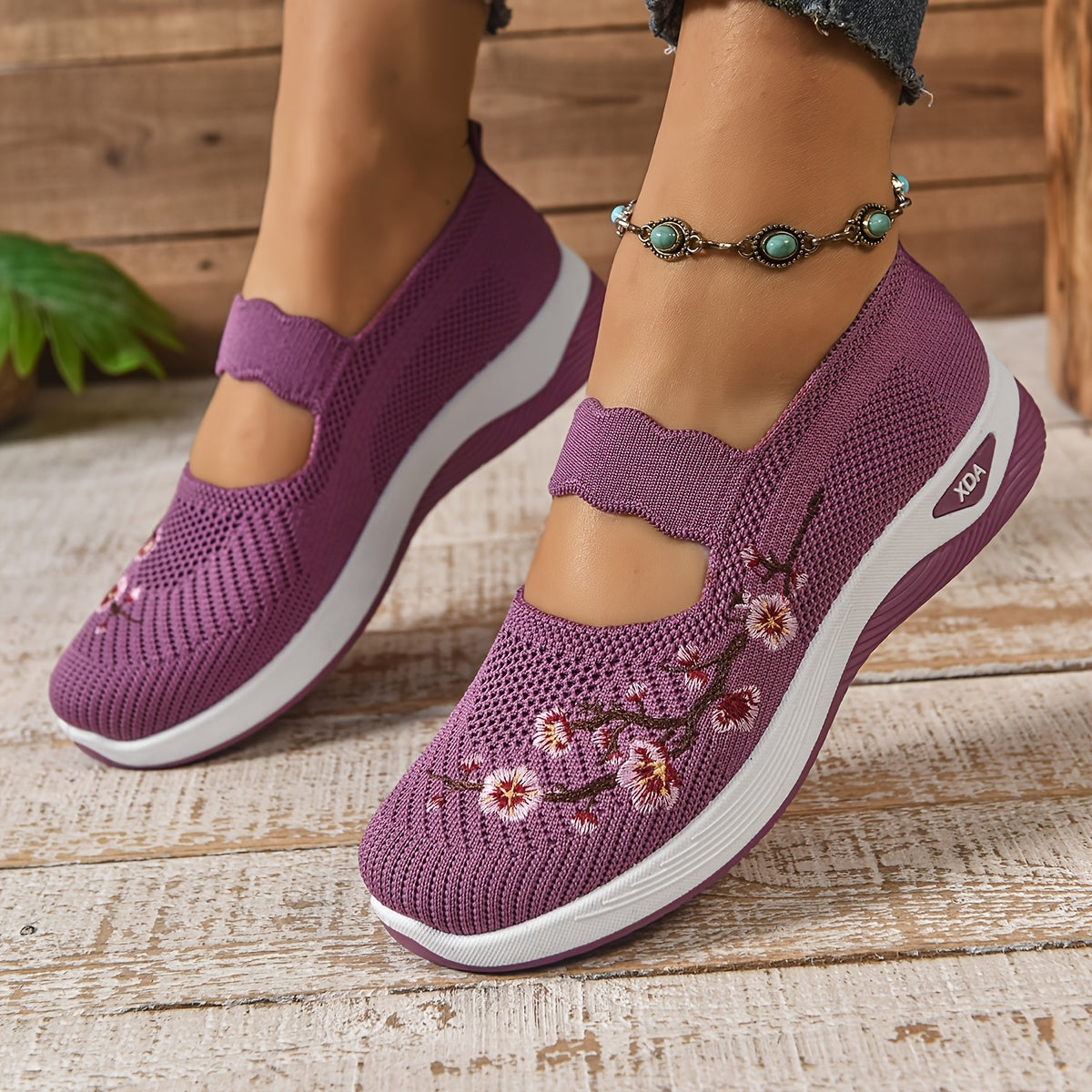 Flora – Cushioned Slip-Ons with Floral Touch