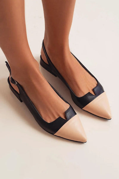 VITTORIA | Elegant ballet flats with toe cap and two-tone details for a refined style