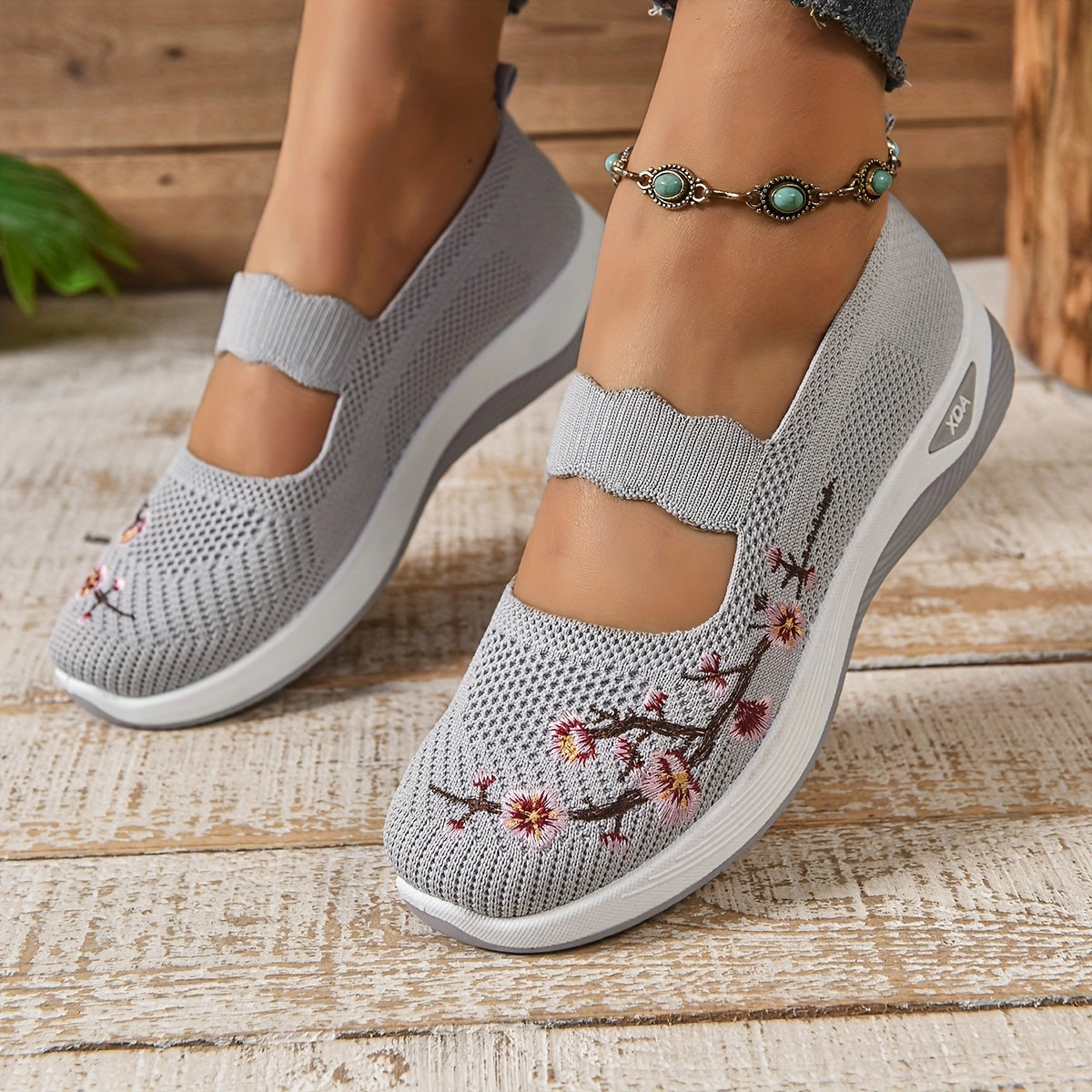 Flora – Cushioned Slip-Ons with Floral Touch