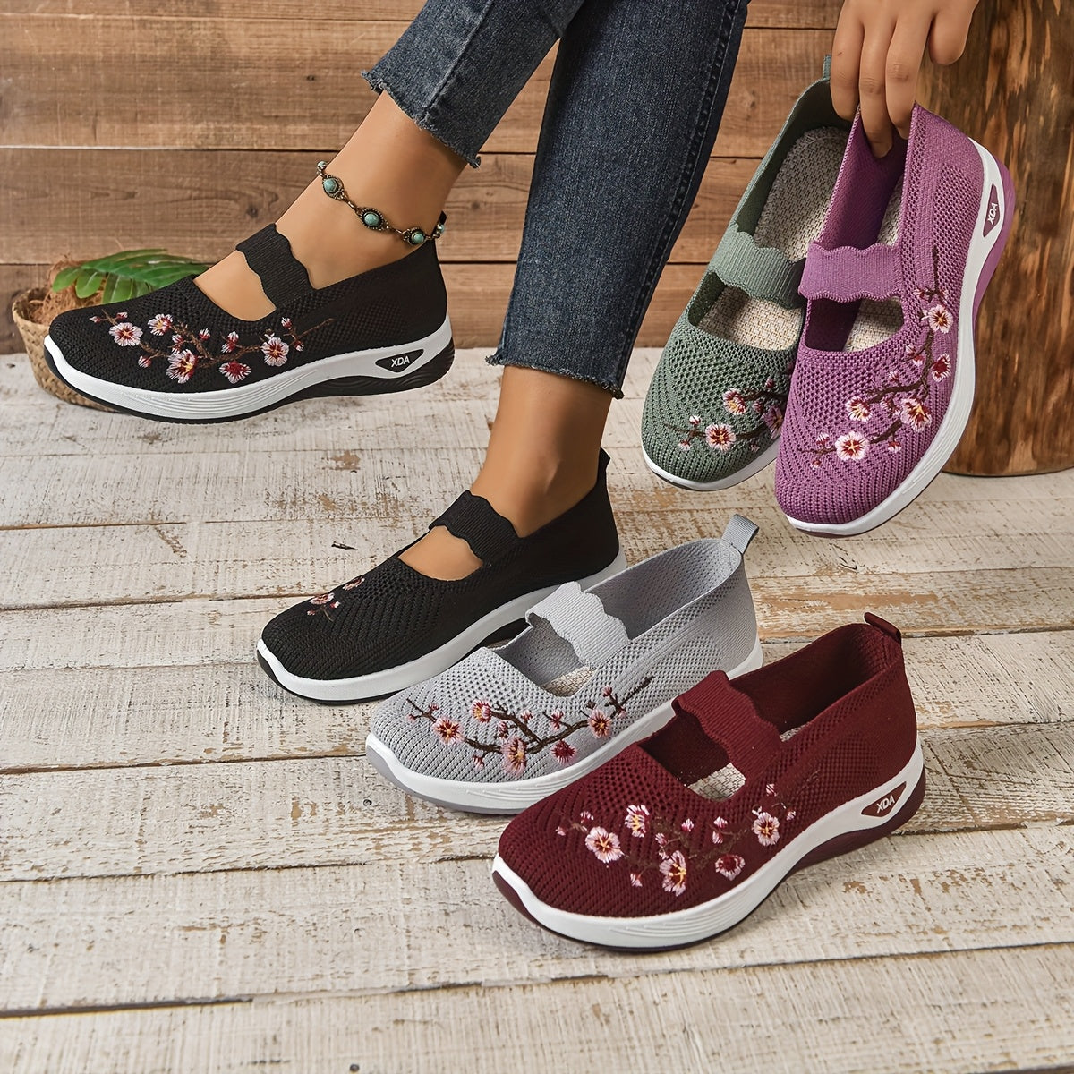 Flora – Cushioned Slip-Ons with Floral Touch