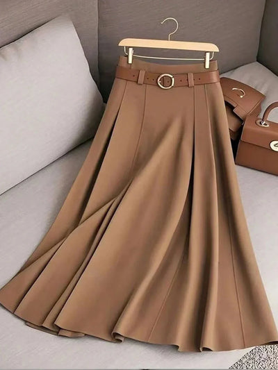 Women's Solid Color A-Line High Waist Skirt