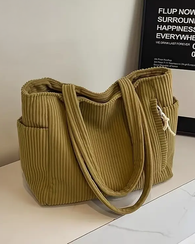 Sage – Ribbed carrier bag with cord detail