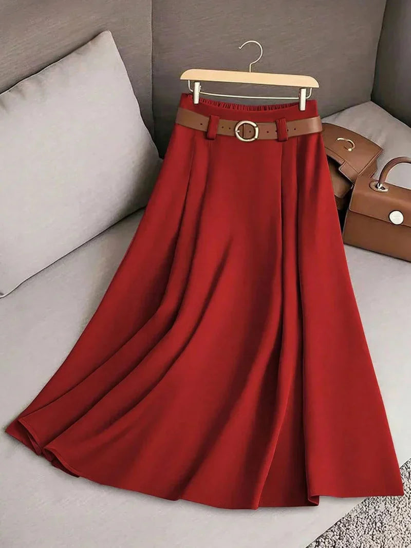 Women's Solid Color A-Line High Waist Skirt