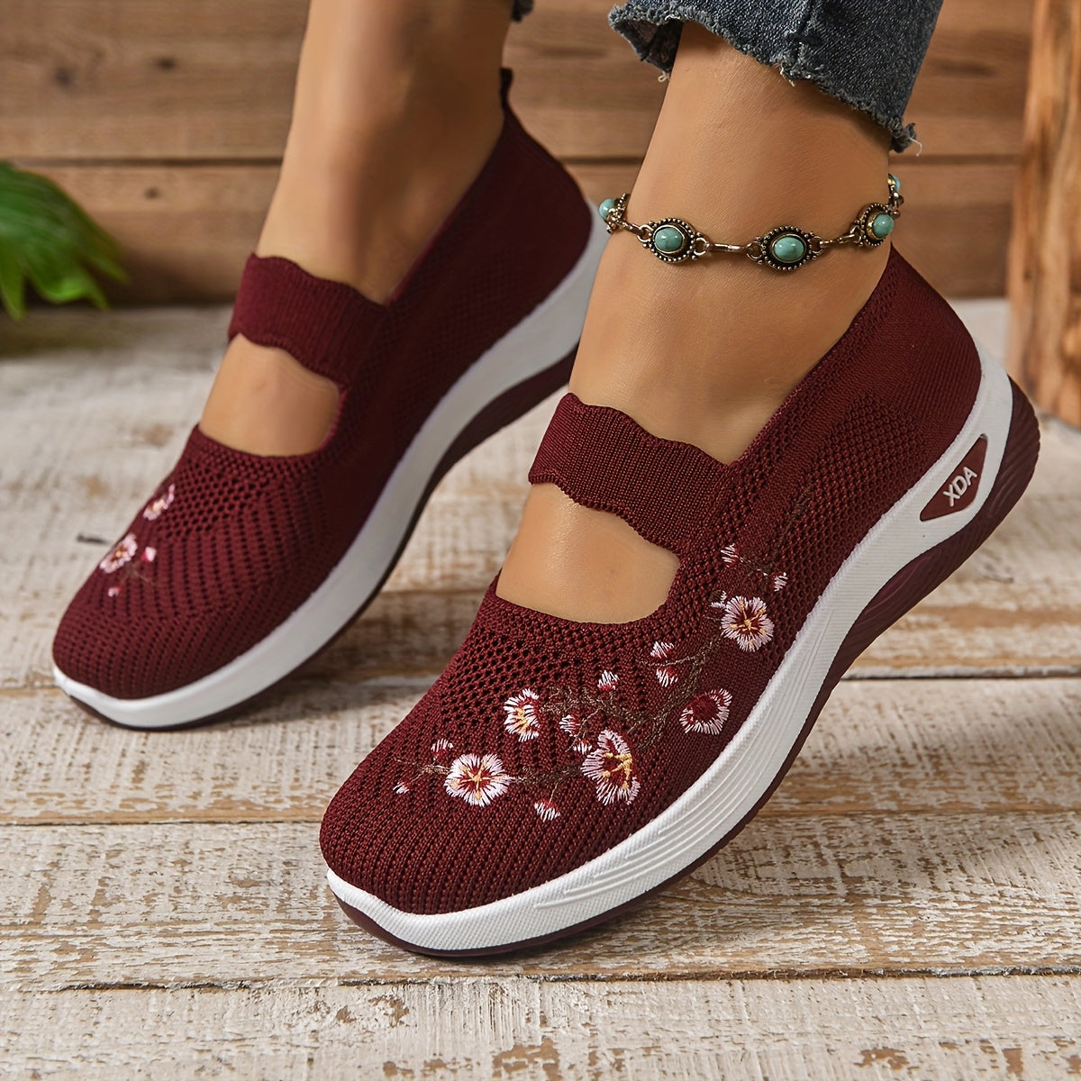 Flora – Cushioned Slip-Ons with Floral Touch