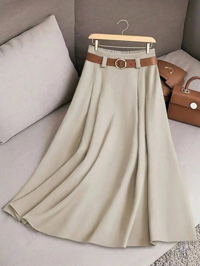 Women's Solid Color A-Line High Waist Skirt