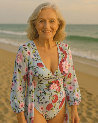 Isabelle – Floral Chiffon Swim Ensemble