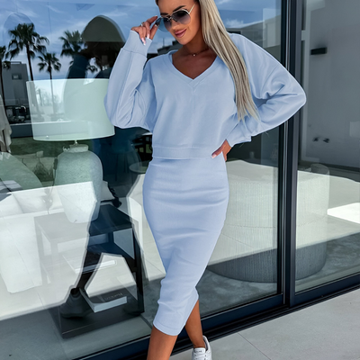 Mira™ V-Neck Sweatshirt Top Suit Set