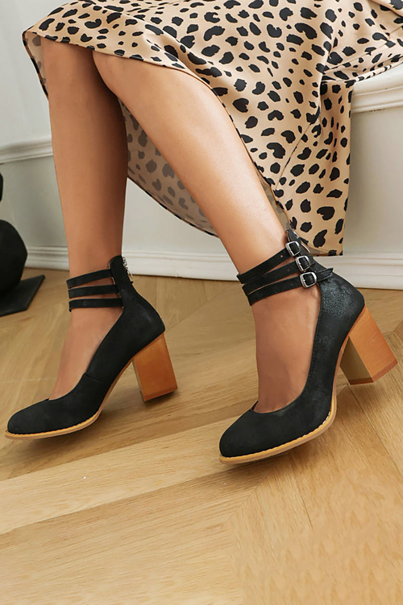 Freya™ | Elegant smooth sandals with ankle straps and thick heels for a sophisticated look