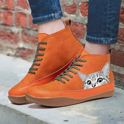 Katherine™ | Leather Ankle Boots for Cat Lovers