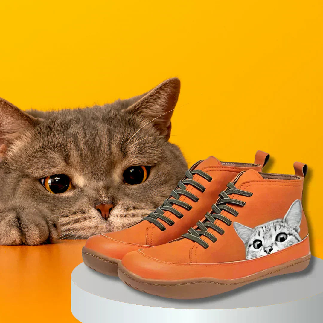 Katherine™ | Leather Ankle Boots for Cat Lovers