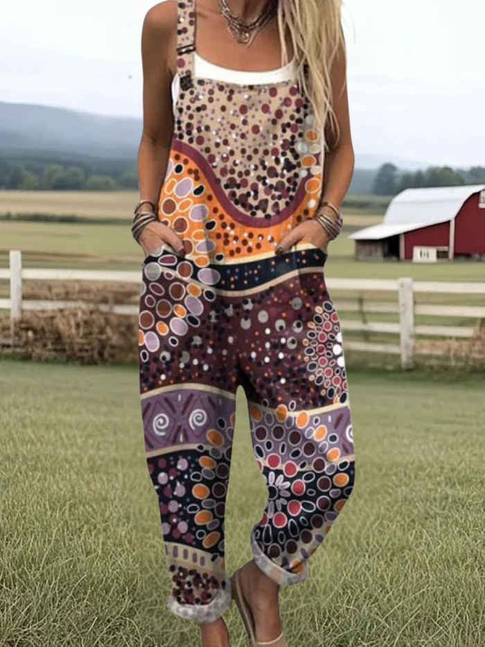 Ellie - jumpsuit with geometric pattern and art print