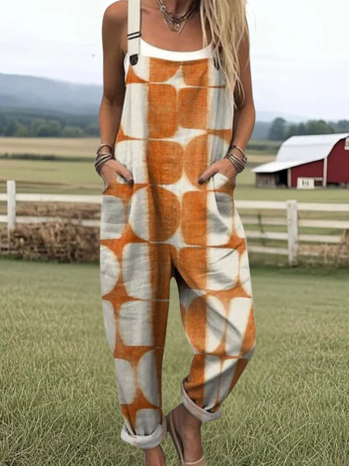 Belle - abstract geometric art print jumpsuit with wide legs