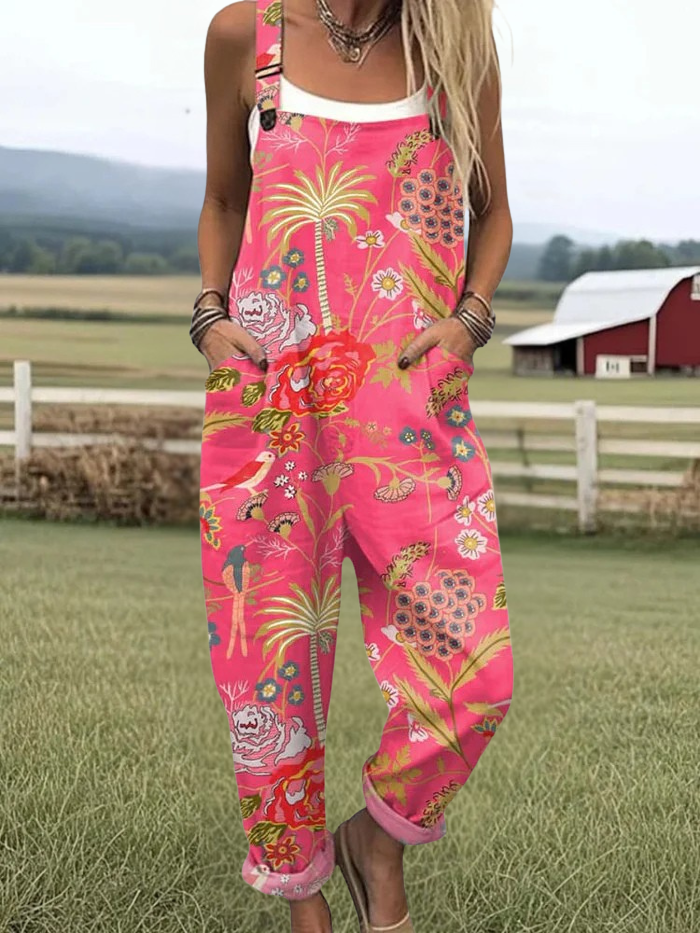 Cheyenne - jumpsuit with vintage flowers and art prints