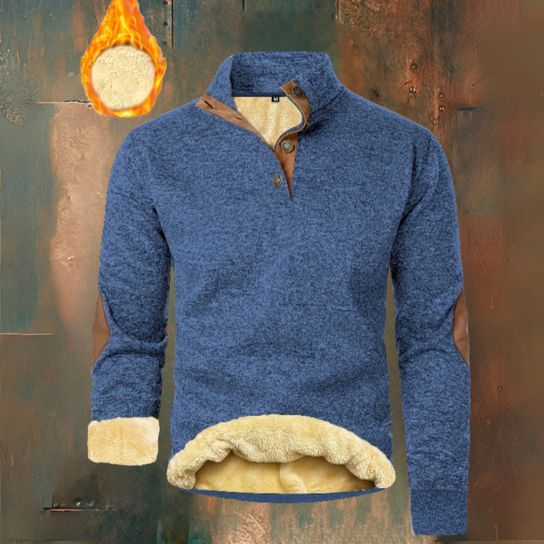 Warm fleece jumper with button fastening