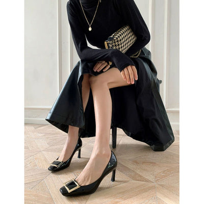 Georgia™ | Elegant sandals with square toe and medium heel for a refined style