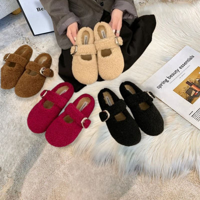 Hughswell Warm Lambswool Mary Jane Flats
