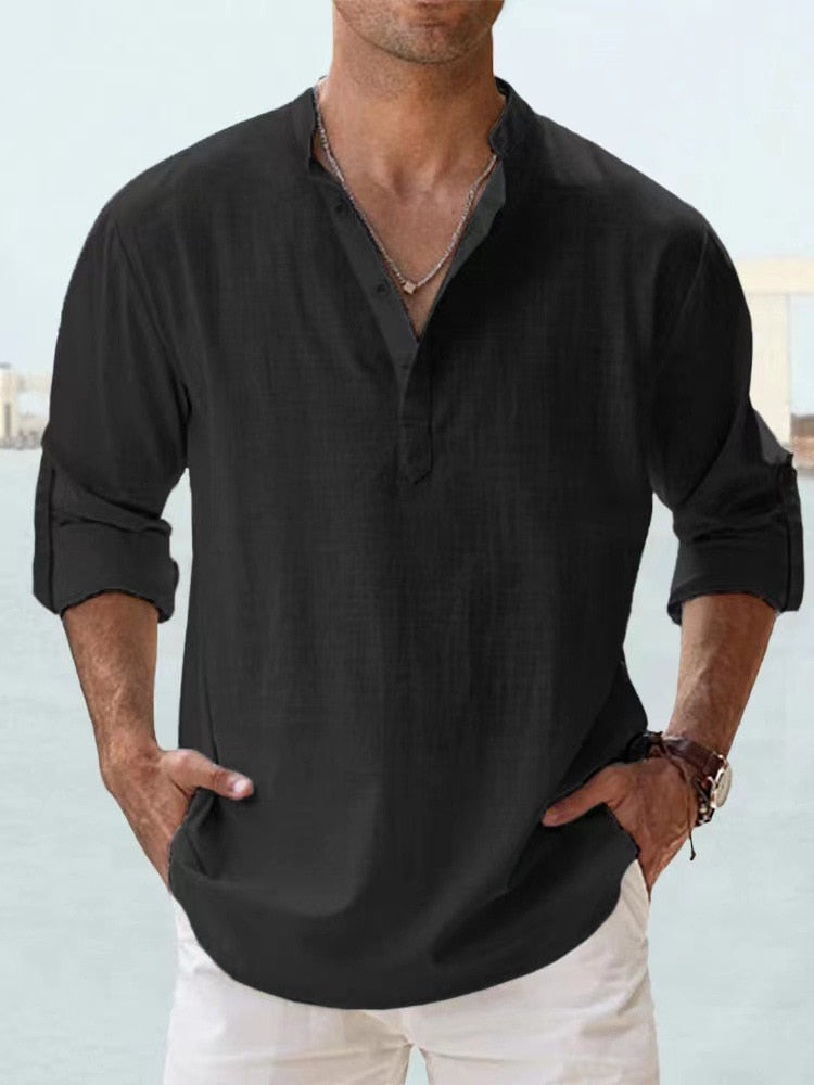 Varenzo | Breathable Linen Shirt