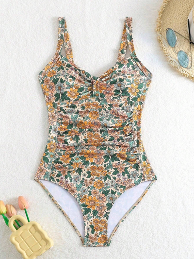 Elodie – Floral Print Halter Neck Swimsuit