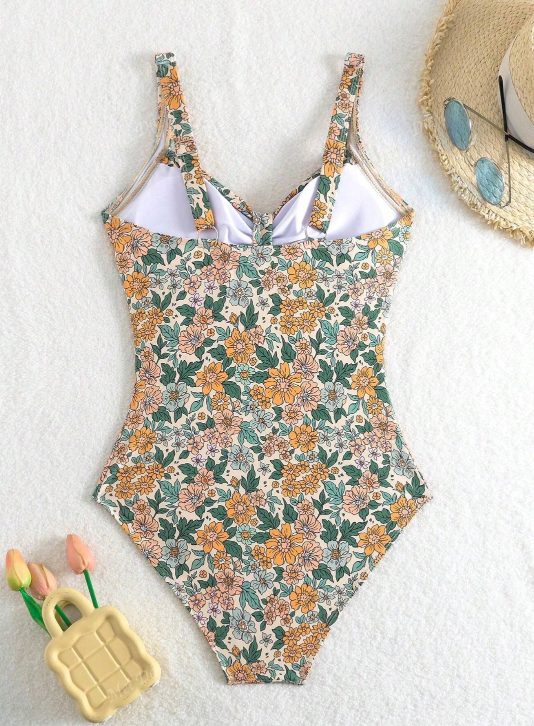 Elodie – Floral Print Halter Neck Swimsuit