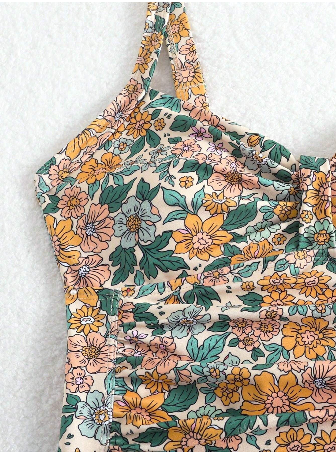 Elodie – Floral Print Halter Neck Swimsuit