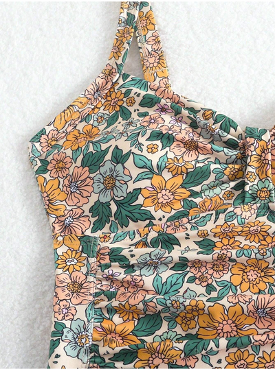 Elodie – Floral Print Halter Neck Swimsuit