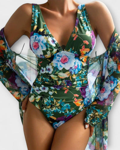 Isabelle – Floral Chiffon Swim Ensemble