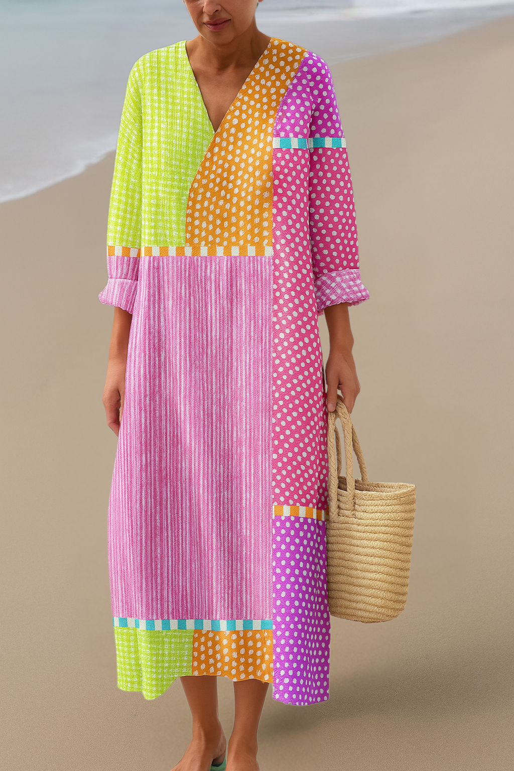 Colourful patchwork dress – joyful colours in artistic flow