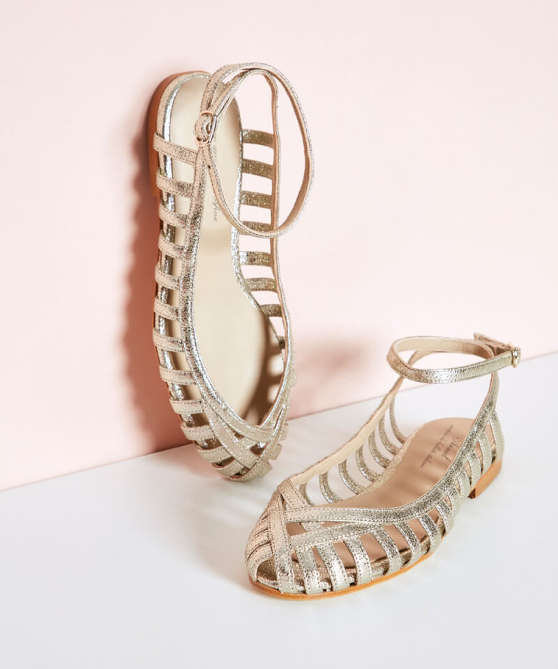 GIADA | Elegant woven ballerina flats with ankle strap for a sophisticated style