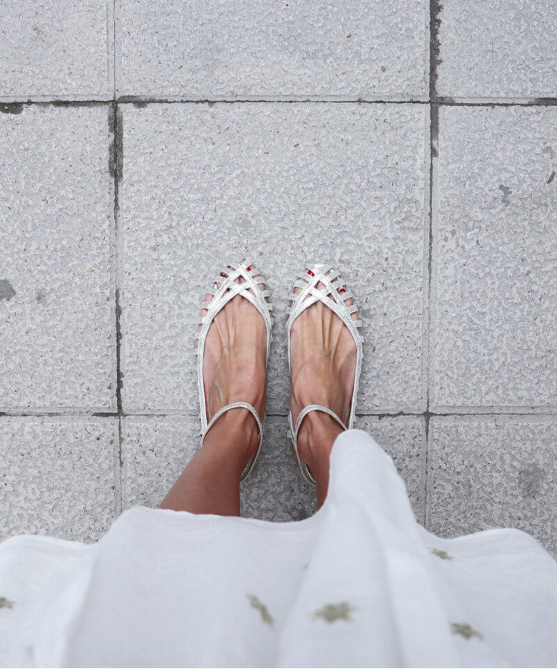 GIADA | Elegant woven ballerina flats with ankle strap for a sophisticated style
