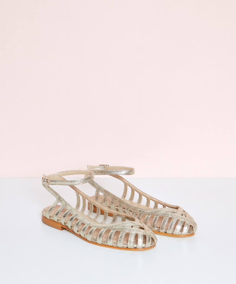 GIADA | Elegant woven ballerina flats with ankle strap for a sophisticated style