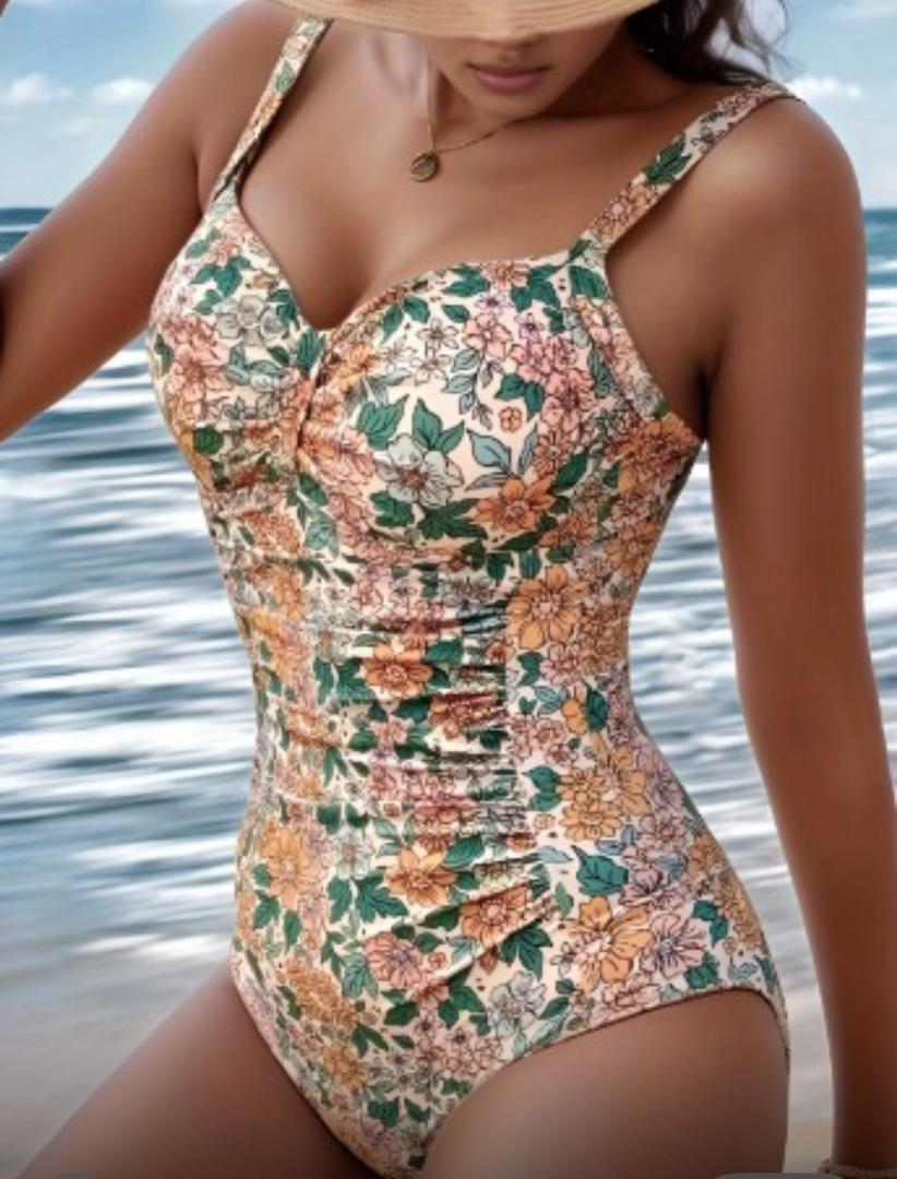 Elodie – Floral Print Halter Neck Swimsuit