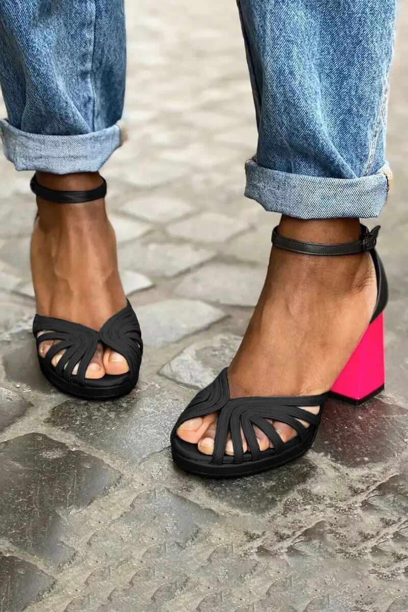 LUMA | Elegant Metallic Sandals with Fluorescent Heels for a Unique Style