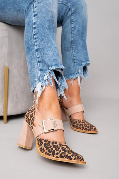 Mia™ | Stylish leopard-print suede sandals with a stable heel and superior comfort