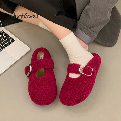 Hughswell Warm Lambswool Mary Jane Flats