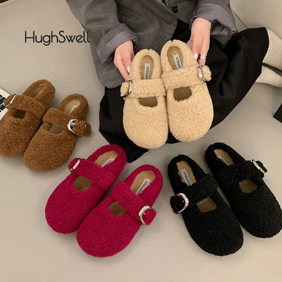 Hughswell Warm Lambswool Mary Jane Flats